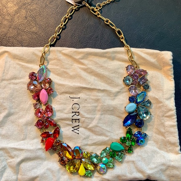J. Crew multicolor gemstone floral necklace- NWT - Picture 2 of 5
